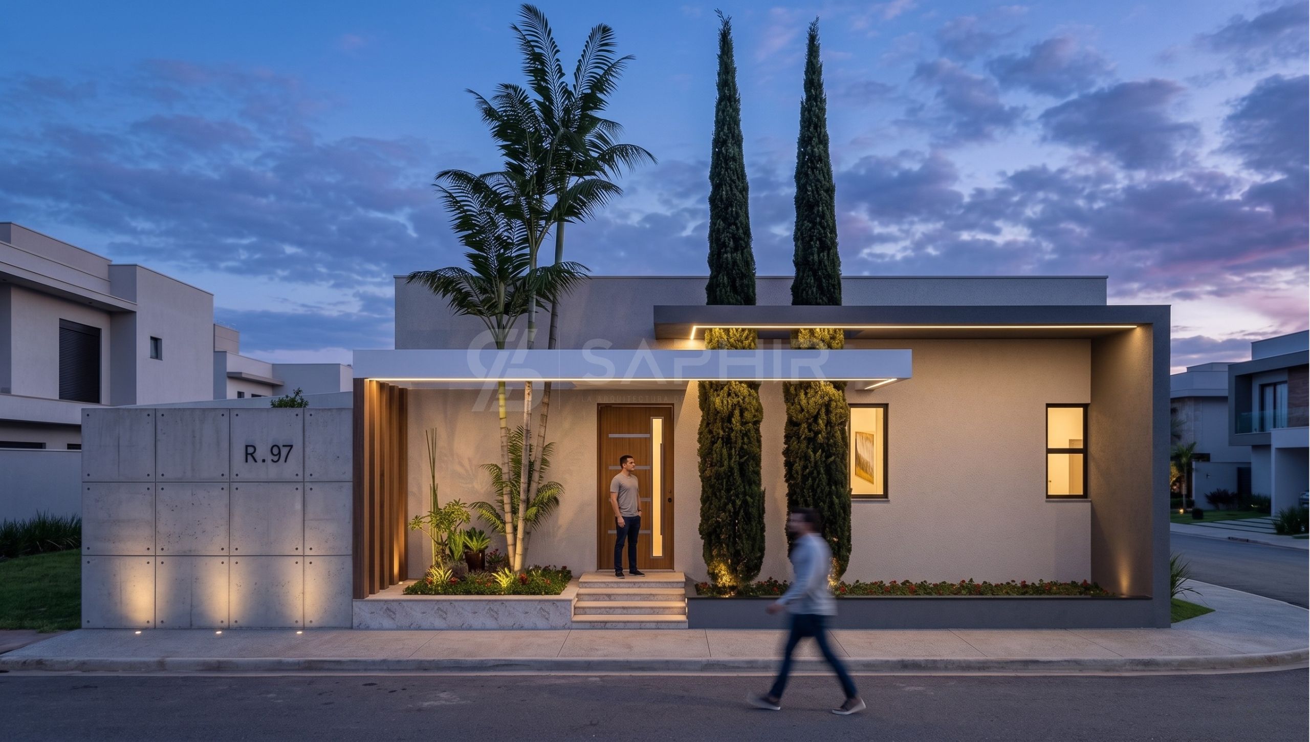 Render fotorrealista de la residencia moderna S House